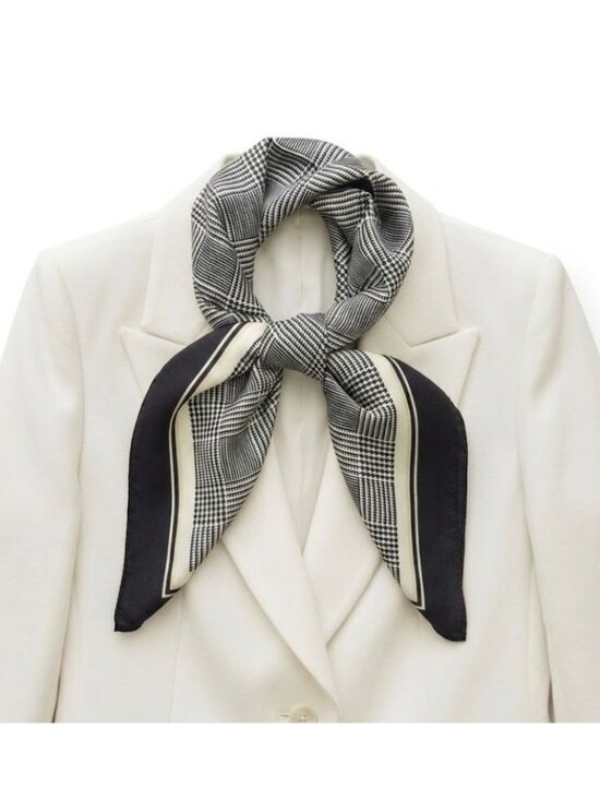 Unbranded Other - ✨Luxurious Chic Silky Square Scarf Black & White Houndstooth Plaid Print Bandana
